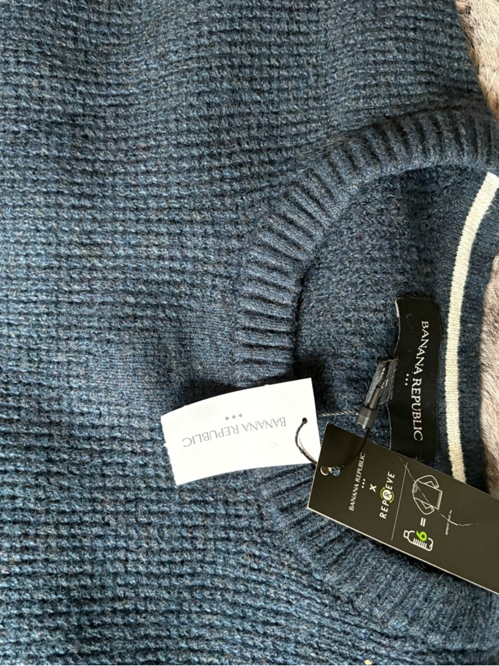 Banana Republic Men's Textured Navy Crewneck Sweater